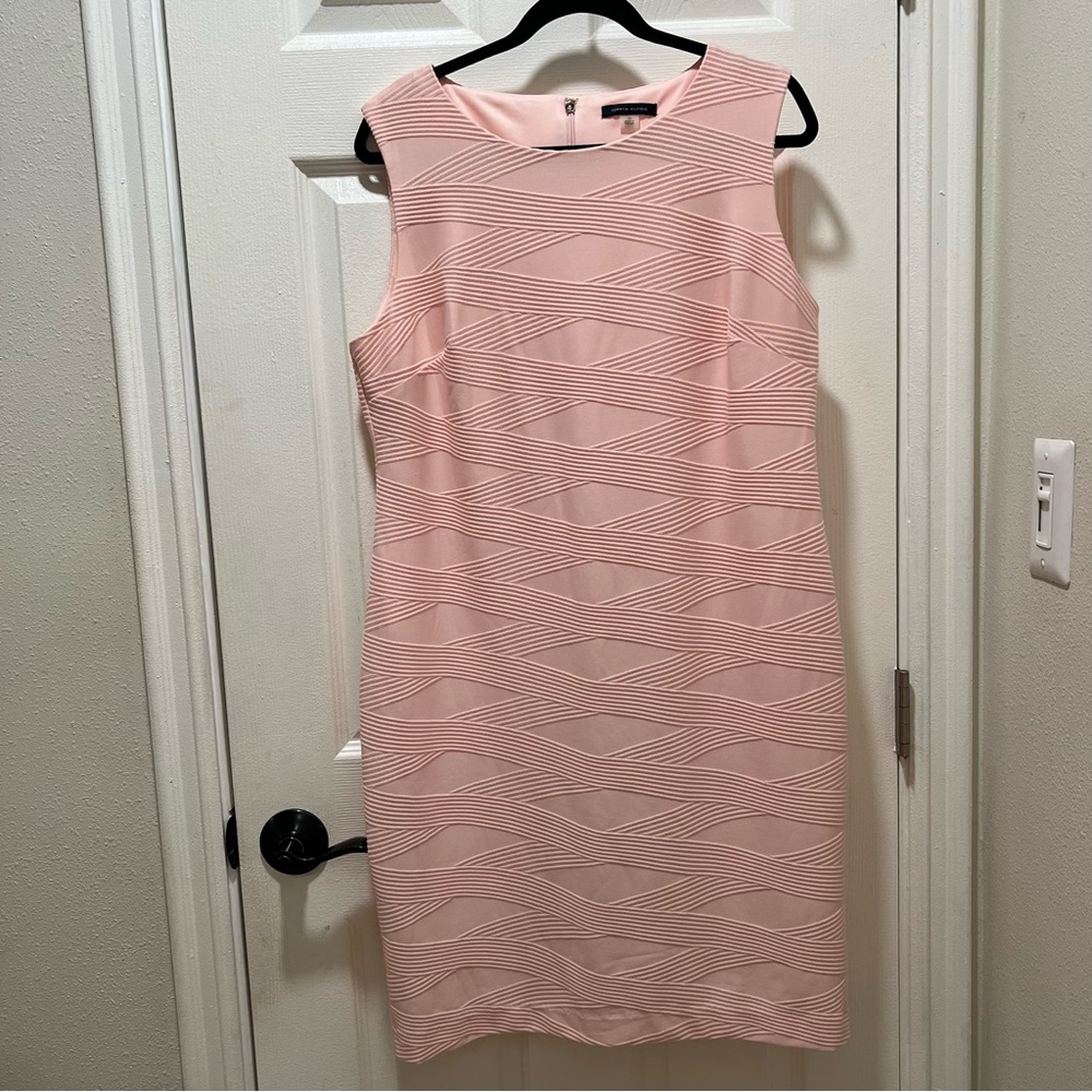 TOMMY HILFIGER Pink Sleeveless Textured Sheath Dress | SIZE 14